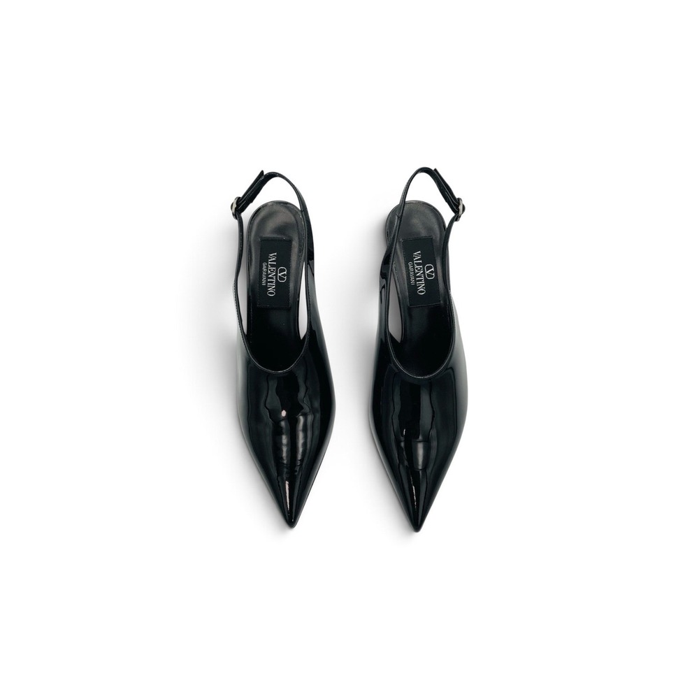 Valentino Garavani Le Salon Nero Patent Leather Slingback Pump Size 38 US 8 - Picture 5 of 10